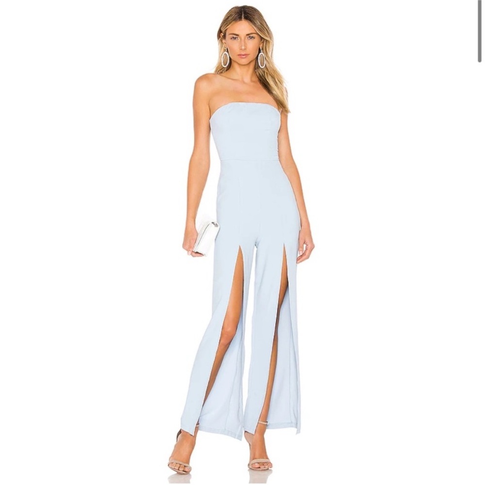 Superdown Light Blue Strapless Jumpsuit